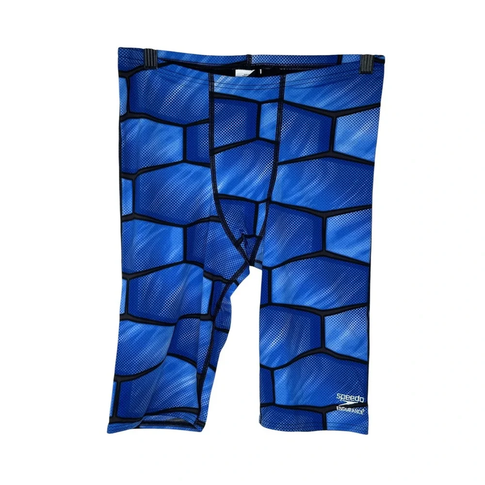 NEW Speedo Swim Jammers 32 Speedo Blue Endurance+ Training Trunks Shell Shock